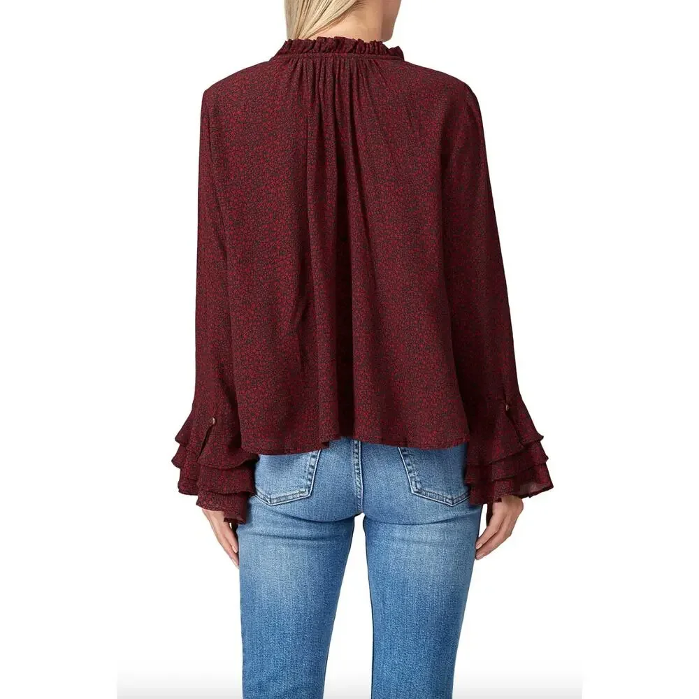 Cleobella Phoebe Ruffle Floral Top Size XS Flowy Boho Whisigoth Office Girly